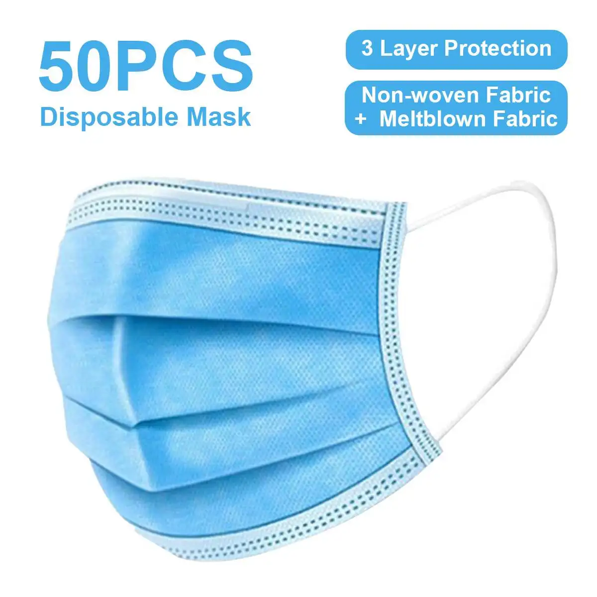 

3Layer 50pcs Anti Dust Face Mask Disposable Mouth Face Mask Women Men Earloop Mouth Cover Non-Woven Face Masks DROPSHIPPING