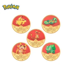 Pièce commémorative Pokemon Pikachu Charizard, pièce de monnaie de poche monstres Anime collection Merch Badge de médaille commémorative cadeau Kawaii 
