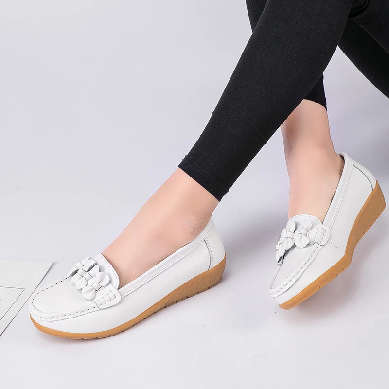 Mocasines náuticos suaves para zapatos de piel auténtica, antideslizantes, informales, talla grande|Zapatos planos de - AliExpress