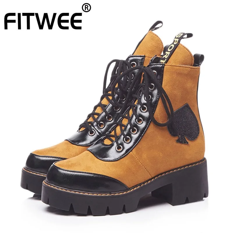 Ботильоны FITWEE женские на нескользящей платформе модная офисная обувь в стиле