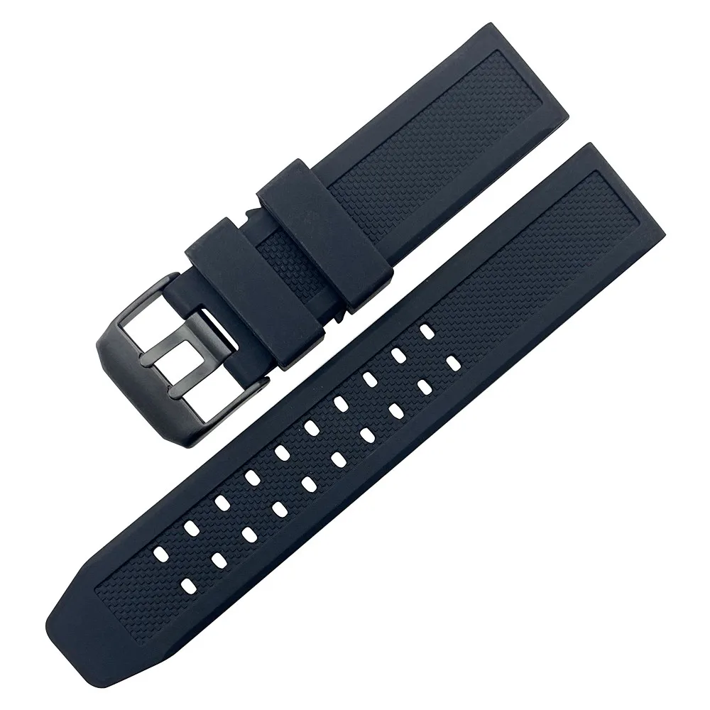 23mm Soft silicone natural rubber Watch Band Men Black Outdoor Military Sport Diving Watch Strap For Luminox Accessories