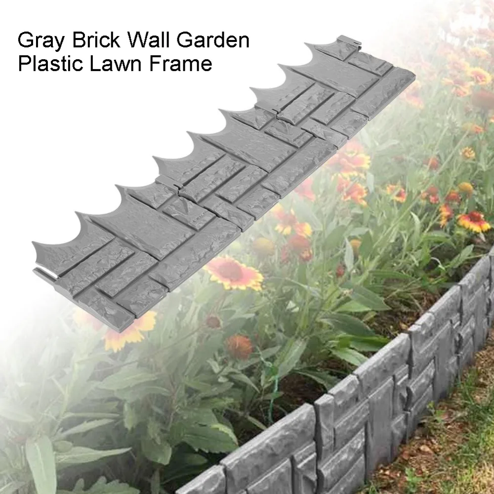6pcs-Garden-Accessories-Decoration-Edging-Lawn-Fence-Set-Liner-Path-Easy-Install-Grey-Brick-Wall-Home (2)