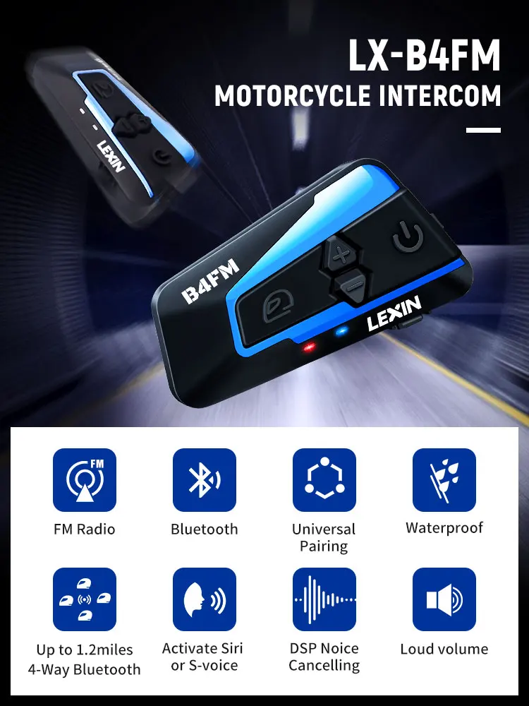 Lexin B4FM interfono per Moto 1600m auricolare per casco Bluetooth sistema  di comunicazione interfono Wireless per Moto IPX67 impermeabile|Helmet  Headsets| - AliExpress