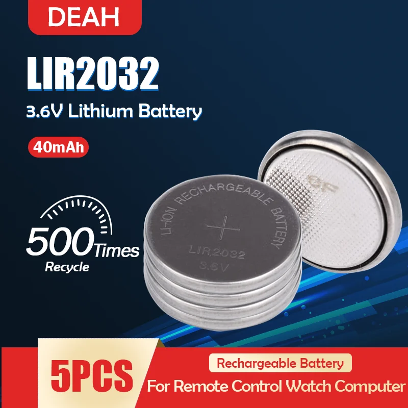 5pcs Lir2032 Lir 2032 3.6v Rechargeable Lithium Battery For Watch Remote Control Scale Button