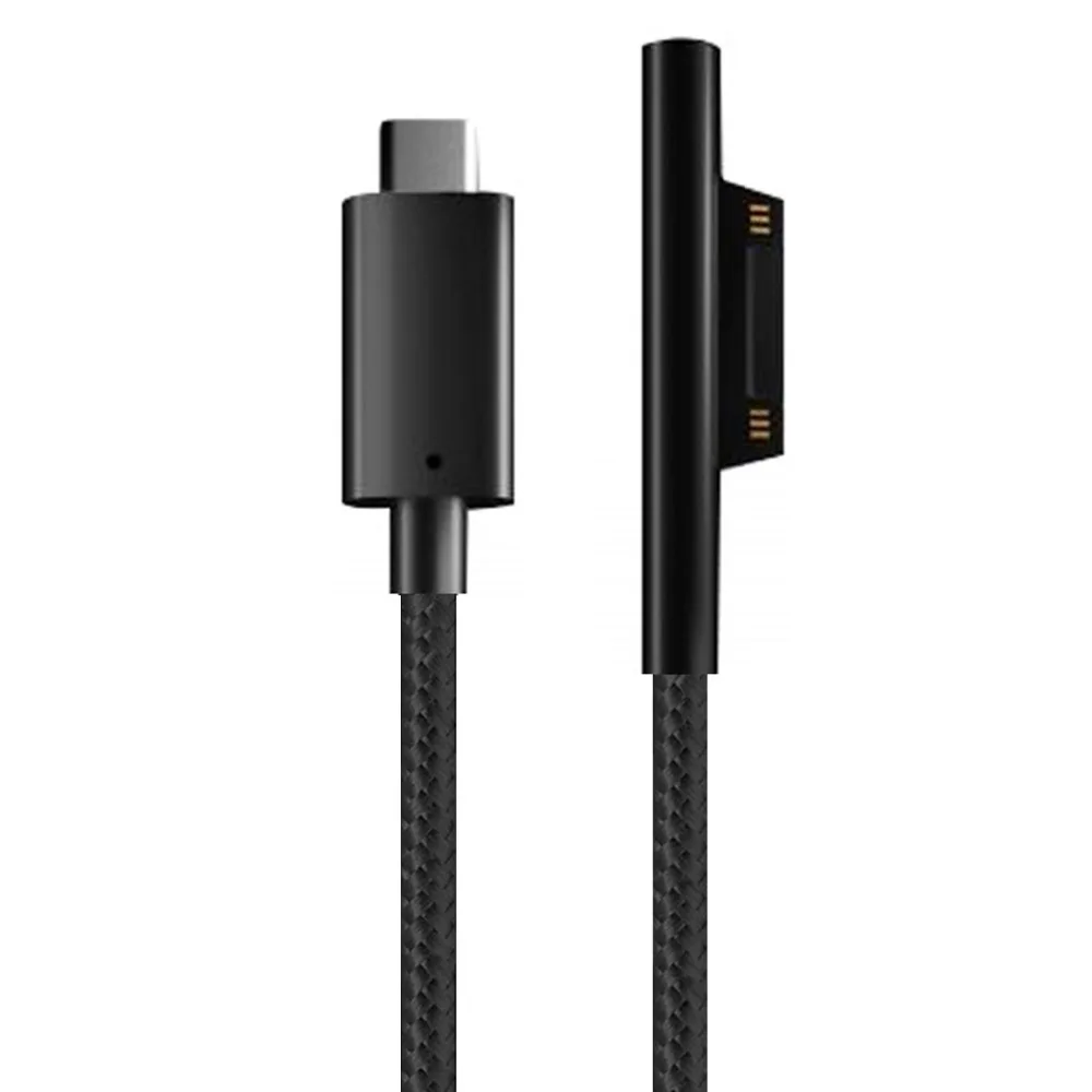 Besegad, 1,5 м, 15 в, черный нейлоновый тканый usb type-C источник питания, кабель-адаптер для зарядки, шнур для планшета microsoft Surface Pro 6 5 4 3