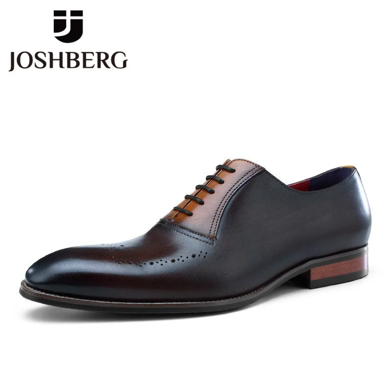 

JOSHBERG Social Designer Cow Leather Men's Shoess Classics Comfortable Men Shoe Business Brogue Men Shoes Sapato Masculino