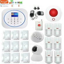 TUYA App управление домашняя система охранной сигнализации 433 мгц wifi GSM охранная сигнализация видео ip-камера датчик дыма пожарной сигнализации Alexa версия