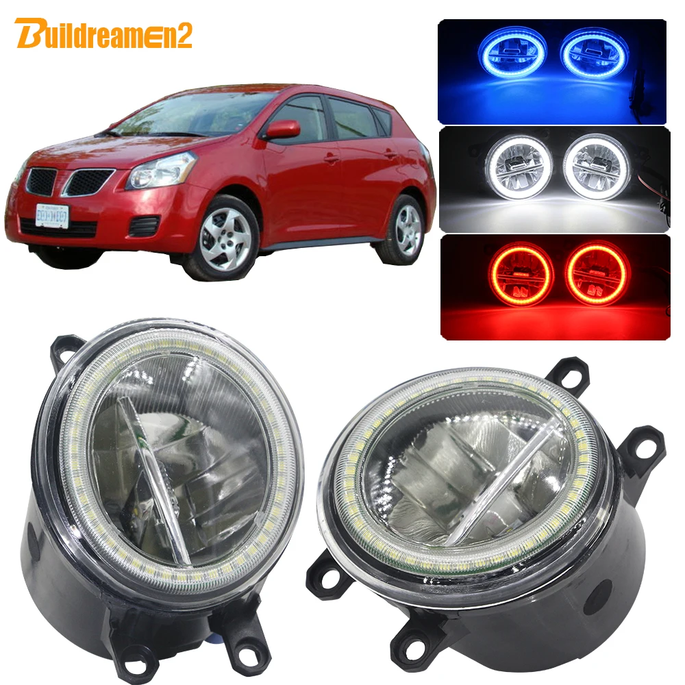 

Buildreamen2 For Pontiac Vibe 2008 2009 2010 Car 4000LM LED Lamp Right + Left Fog Light Angel Eye Daytime Running Light H11 12V