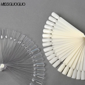 

32 PCS False Nail Tips Nature Clear Fan Practice Display UV Gel Polish Tool Swatch Sticks Nail Art Display Fake Nail Tips