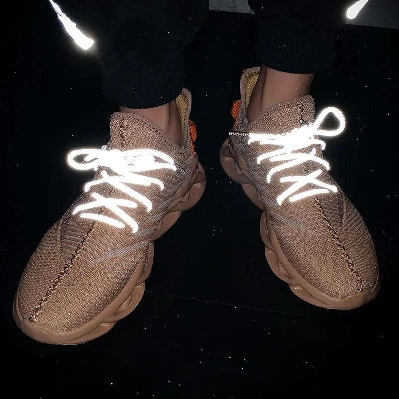 

Cool Linen Flower Color Bottom Coconut Shoes Men's 2019 New Style Summer Reflective Flat Knitted Shoe Uppers Run bu chao Athleti