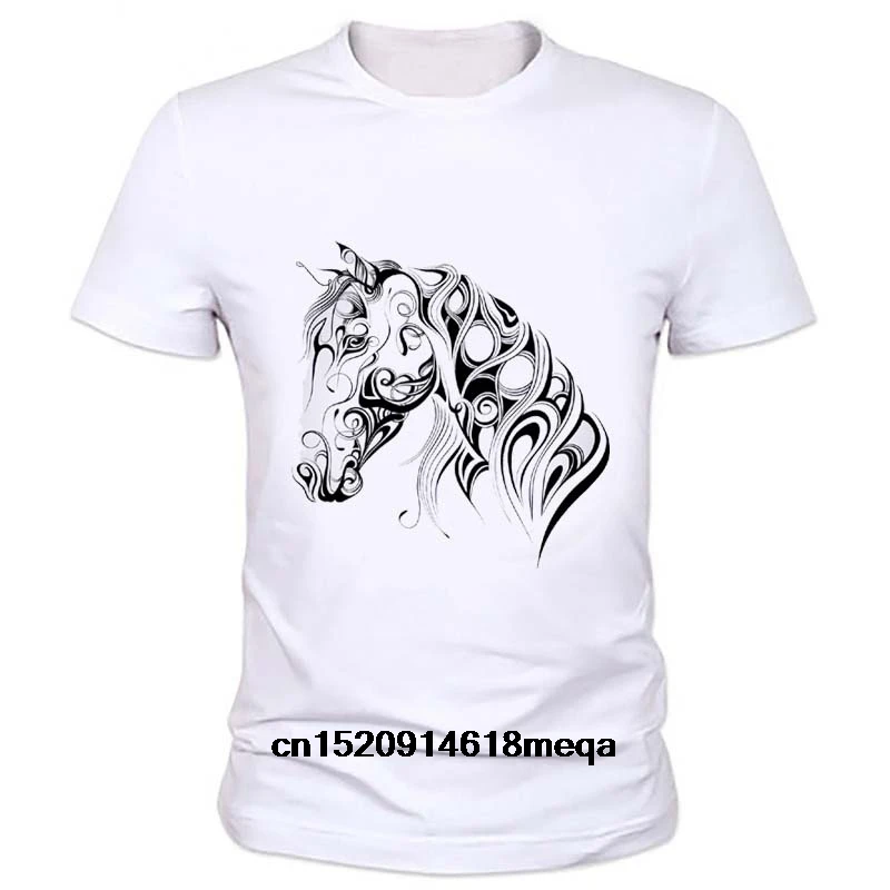 Fashion Horse Hand Painted Printing T-shirt Funny Men Casual Short Sleeve Tees Animal Tshirt Design Boy T Shirt | Мужская одежда