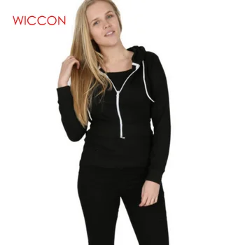 

Women Autumn Spring Tops Drawstring Hooded Long Sleeve Hoodie Sweatshirts Zip Up Crop Casual Jacket Zipper Coat Outwear