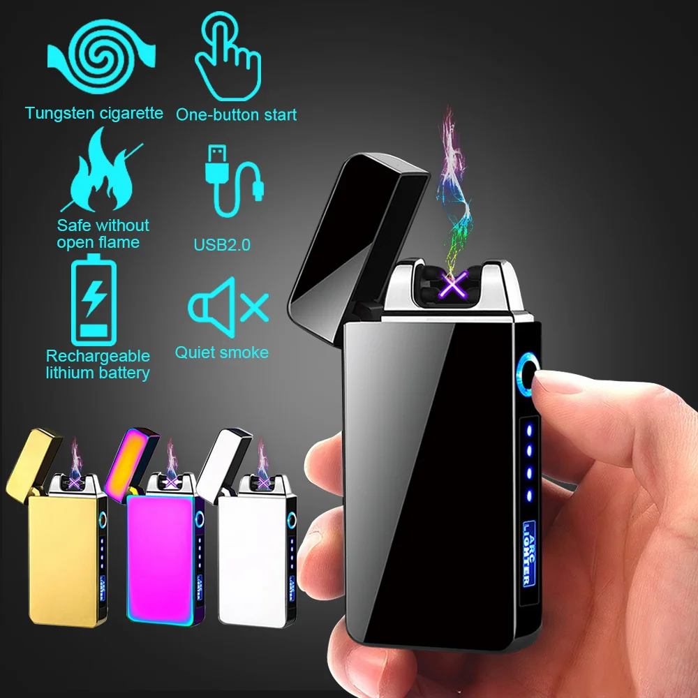 Плазменная Зажигалка для сигар ветрозащитная зажигалка с дисплеем Lightning USB