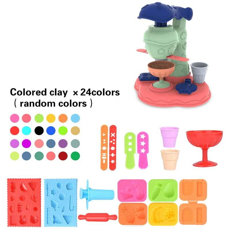 Creative 3D Educational Toys DIY Noodle Maker Modeling Clay Plasticine Tool Kit Design Hairstylist Model Toys For Children - Цвет: Cake machine 24color