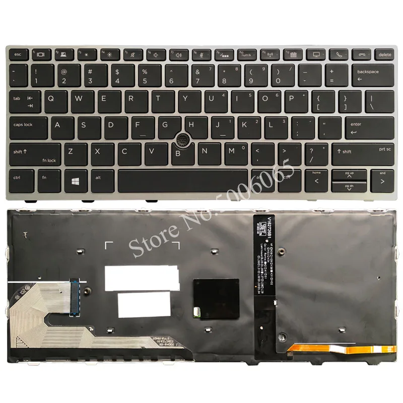 Клавиатура для ноутбука с подсветкой США HP 730 g5 735 G5 830 836 мышкой L07666-001 серебряной