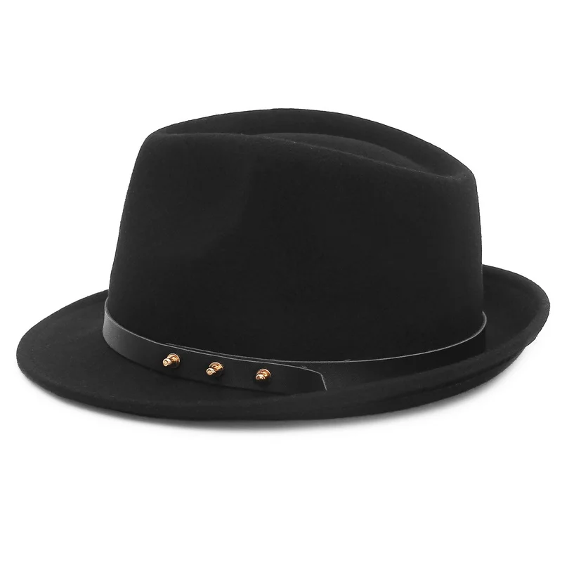 red bottom fedora 100% Wool Autumn Winter Retro Jazz Hats Middle aged Men Felt Fedoras Cap For Male Solid Trilby Panama Hat Black Bowler Hats stetson trilby