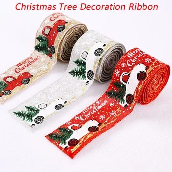 

2020 New Christmas Decoration Ribbon Colorful Car Print Ribbons Christmas Tree Decoration Cloth Tape Color Bar Xmas Articles