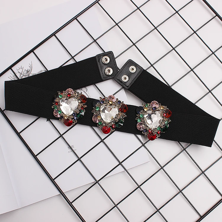 New Rhinestone Belt full crystal wide waistband decorated female body sculpting band designer wide elastic women belts SC46