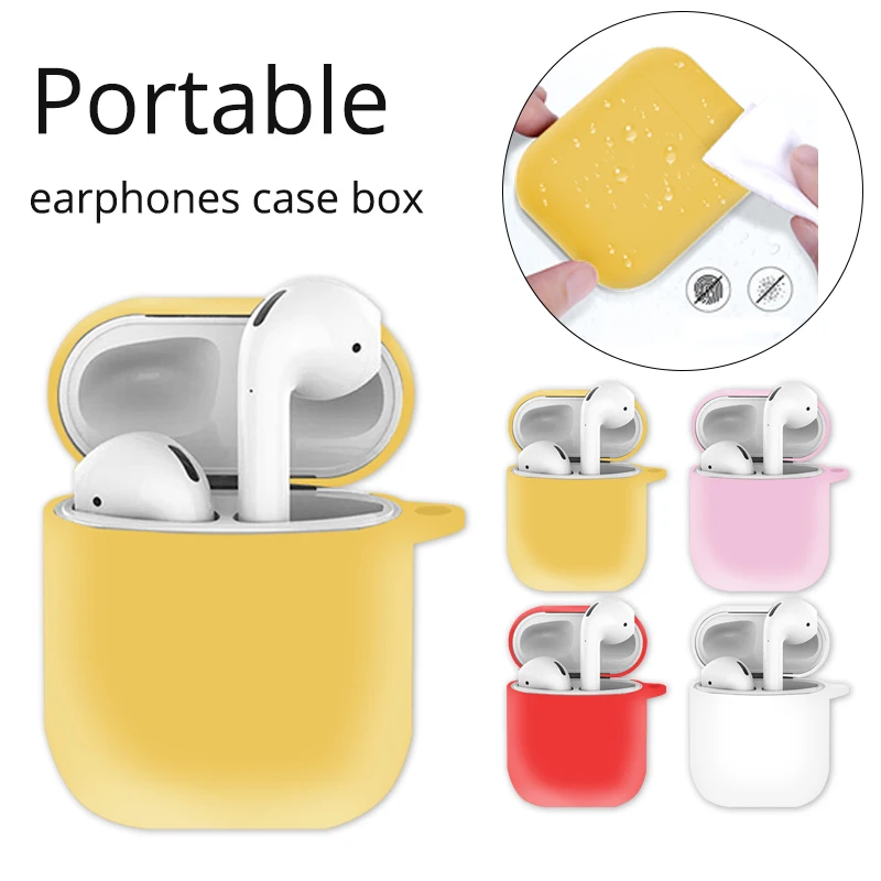 

Colorful Wireless Charge Bluetooth Earphone Case For AirpodsSilicone Protective Box For Airpods Fashion Red Pink Yellow Case