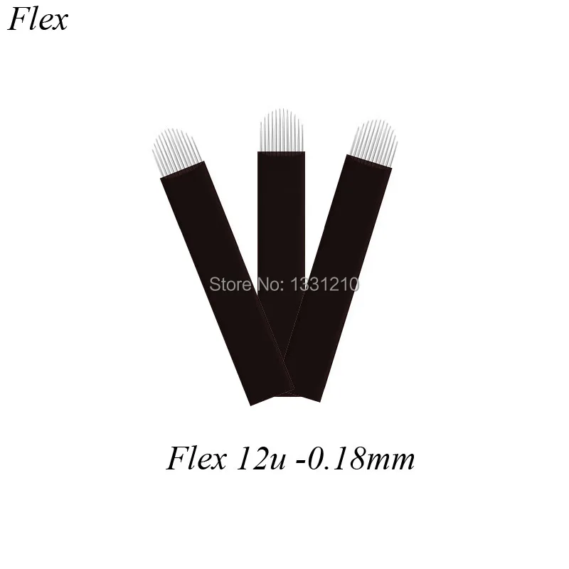 

100pcs NANO 0.18mm 12U 3D Permanent Makeup Eyebrow Tattoo Microblading 12U shape Flex Needle