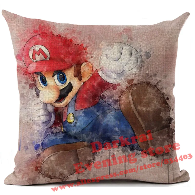 Наволочка для подушки с рисунком Супер Марио из хлопка и льна, наволочка для дивана и автомобиля, декоративная подушка для дома, чехол Cojines - Цвет: 24