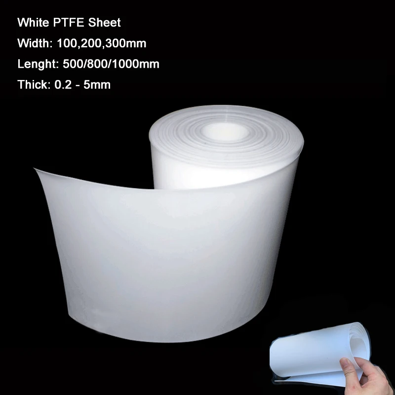 

Muti-sizes White PTFE Sheet Film Width100,200,300mm * Lenght 500/800/1000mm * Thick0.2-5mm HIGH TEMP Anti-Corrosion DIY Material