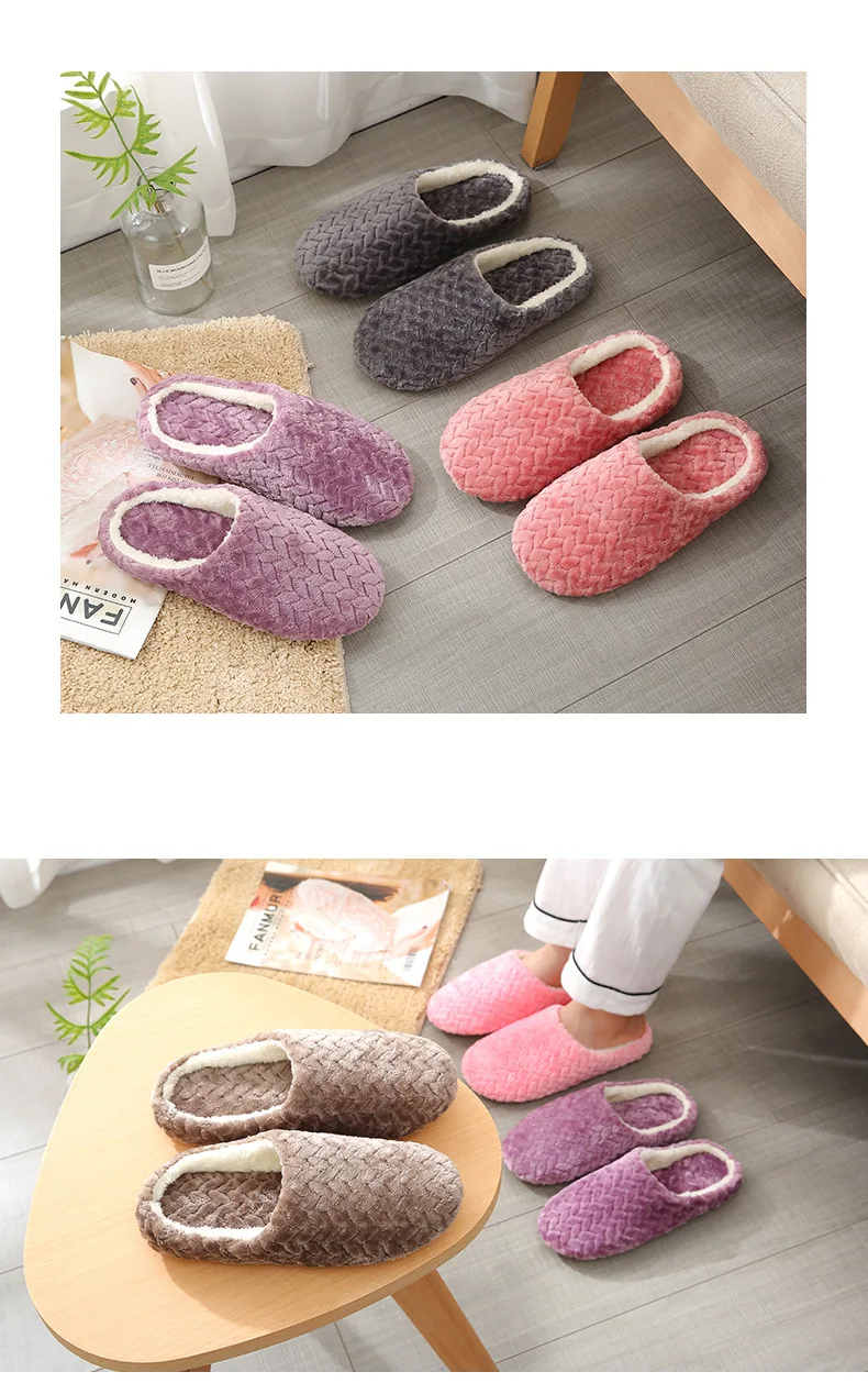 indoor and outdoor slippers Women Indoor Slippers Warm Plush Home Slipper Autumn Winter Shoes Woman House Flat Floor Soft Silent Slides for Bedroom indoor house slippers