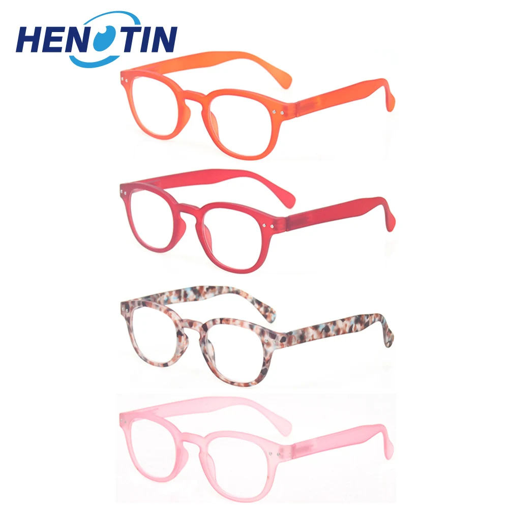 

Reading glasses 4 pack Fashion Men and women reading glasses round frame four colors spring hinge design readers 2.0