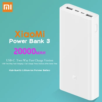 

Original Xiaomi 20000mAh Power Bank 3 18W Two-Way Fast Charge QC 3.0 External Battery Powerbank Portable Charger for Mobile
