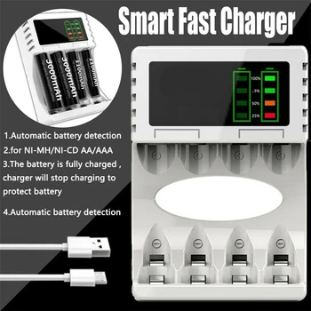 

Fast Charger for 2/4pcs AA / AAA Ni-MH / Ni-Cd rechargeable battery four Slot short circuit protection with LED Indicator