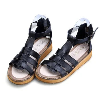 

Summer Flat Beach Shoes Women Platform Sandals Large Size Flip Flop Genuine Leather Casual Roman Sandals Wedges Sandalias Mujer