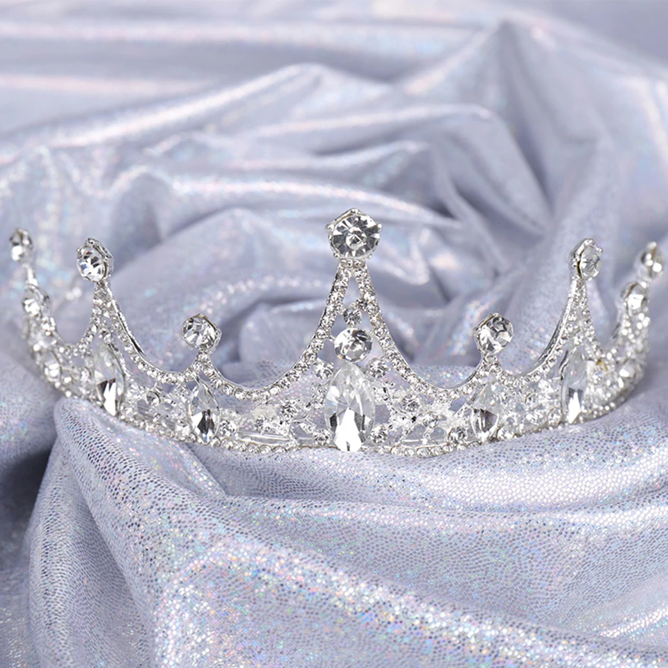 Модные принадлежности для волос для девочки Tiaras корона принцессы из страз сплав серебристого цвета Детские вечерние головные уборы