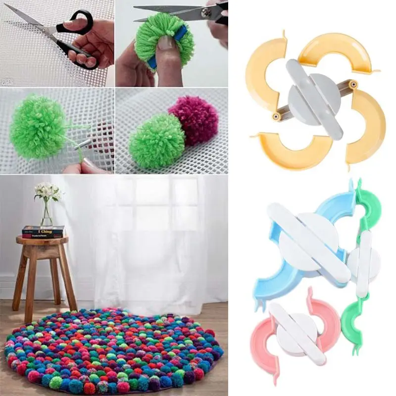 Pompom Maker Fluff Ball Weaver Crochet Needle Mesh Net Cloth Knitting DIY Tool