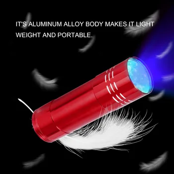 

9 LED Flashlight Ultraviolet Light UV Light Torch Lamp Super LED Flashlight Ultraviolet Light Aluminum UV Light Torch Lamp