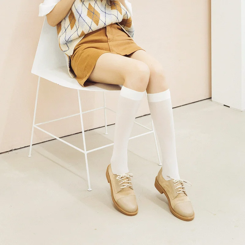 

Dreamlikelin Candy Color Japan Style Loose Socks Long Thin Socks Cotton Spring Autumn Velvet Crew Socks