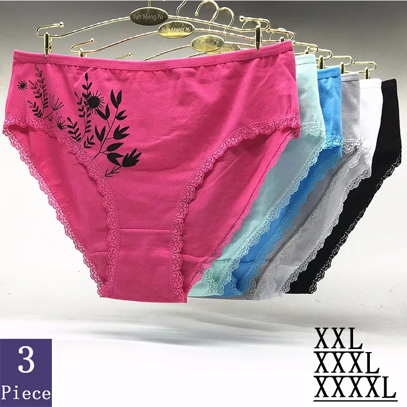 Женское нижнее белье из хлопка 3 шт./лот XXL 3XL 4XL большие размеры трусики для женщин
