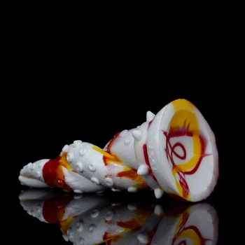 FAAK New large anal plug yellow dragon erotic design twist octopus leg textured silicone suck animal dildo sex toys for women 4