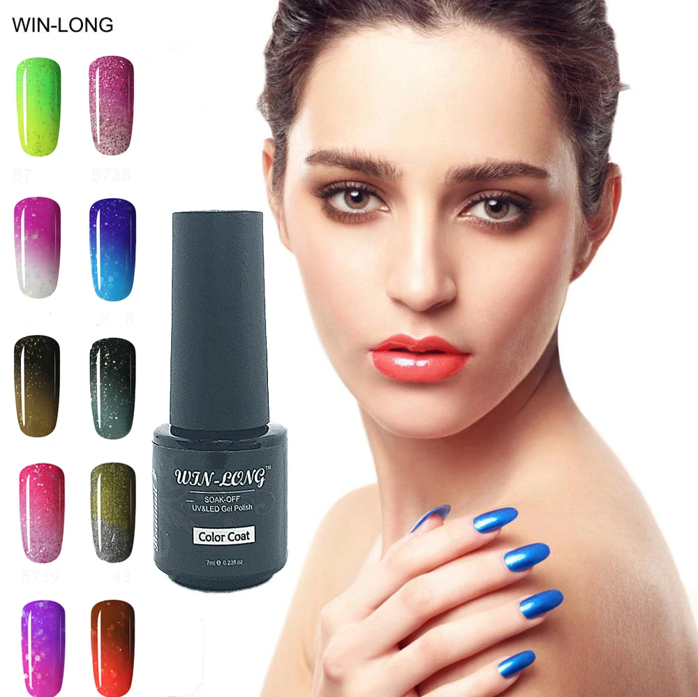 

WIN-LONG Color Chaning Nail Gel Polish 7ML UV Soak Off Nail Glue Temperature Change Color Gel Polish Varnish Nail Gel Base Top