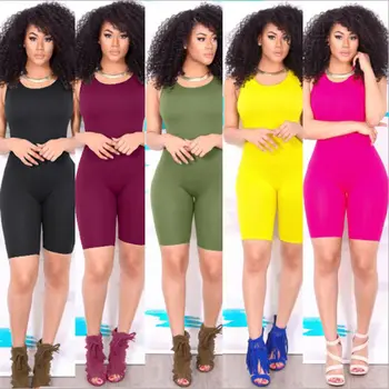

Newest Arrival Sexy Women Sports Jumpuit Summer Sleeveless Bodycon Romper Jumpsuit Playsuit Short Pants Tracksuit Gym Fitness