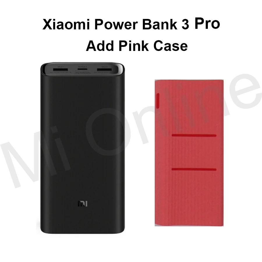 Xiaomi Mi 20000mAh power Bank 3 Pro USB-C 45W портативное зарядное устройство Dual USB power bank для ноутбука смартфона - Цвет: 3 Pro Pink Case