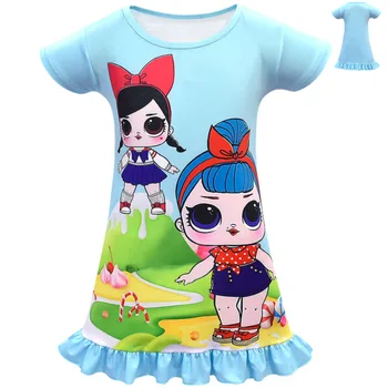 

2019 Summer Girls Dresses Lol Doll Kids Pajamas Polyester Nightgowns Sleepwear Clothes 3 4 5 6 7 8 9 Years Homewear Dresses