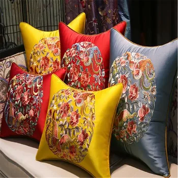 

free shipping classical many birds waist cushion with inner 35x50cm Pillow embroidery sain cushion pillow chair decorate