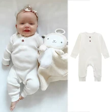 Newborn Baby Bodysuits Solid Color Baby Rompers Cotton Knitted Long Sleeve Toddler Jumpsuits for Infant Clothing