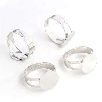 

12mm 20pcs Rhodium Colors Plated Adjustable Ring Settings Blank/Base,Fit 12mm Glass Cabochons,Buttons;Ring Bezels J1-31