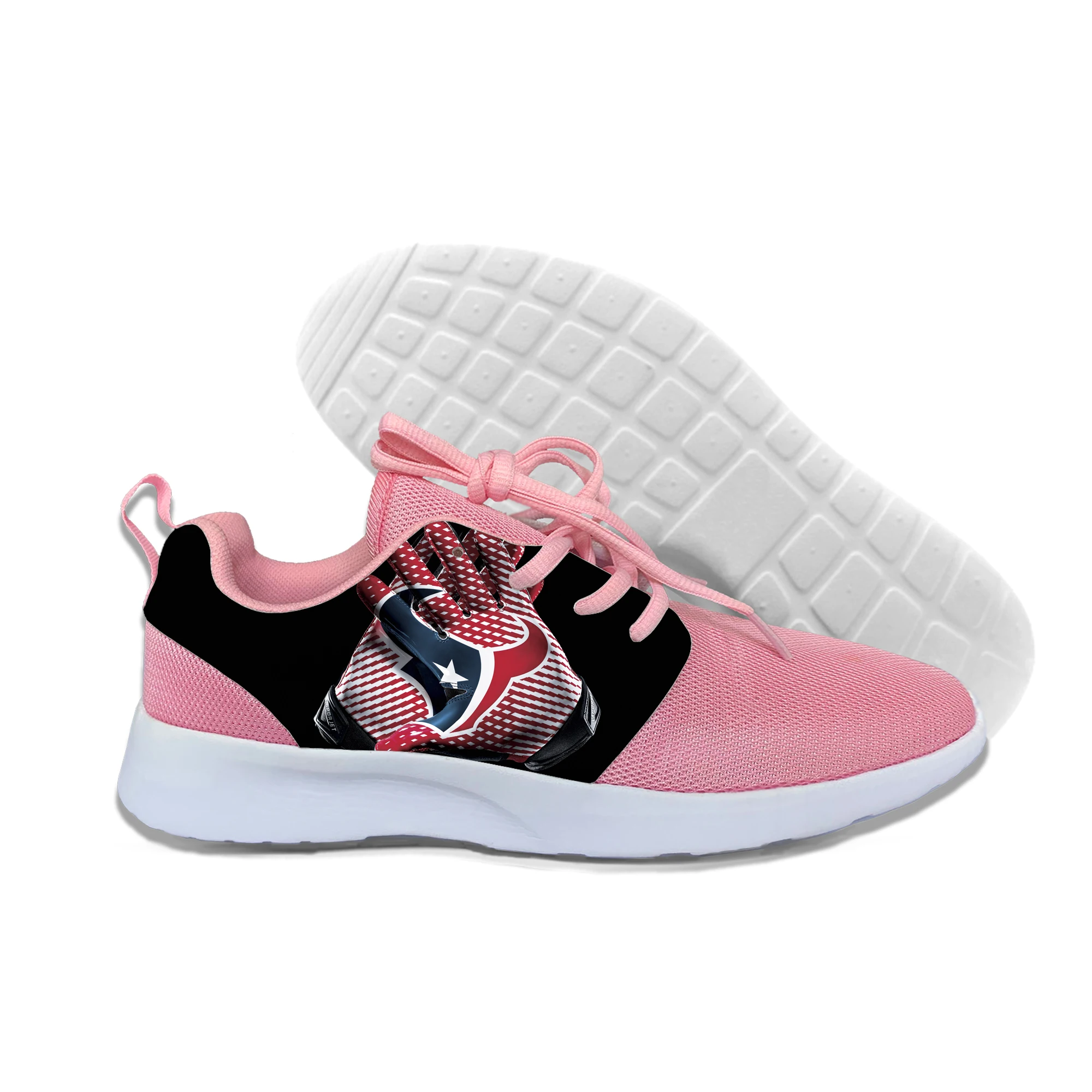 

Men Casual Mesh Shoes Custom Texans Logo Lac-up Lightweight Comfortable Breathable Running Sneakers for Houston Football Fans