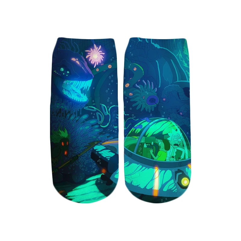PLstar Cosmos/Новинка года; милые короткие носки с 3D принтом с героями мультфильмов Rick and Morty для мужчин и женщин; корейские носки в стиле Харадзюку; WZ = 145 - Цвет: color as the picture
