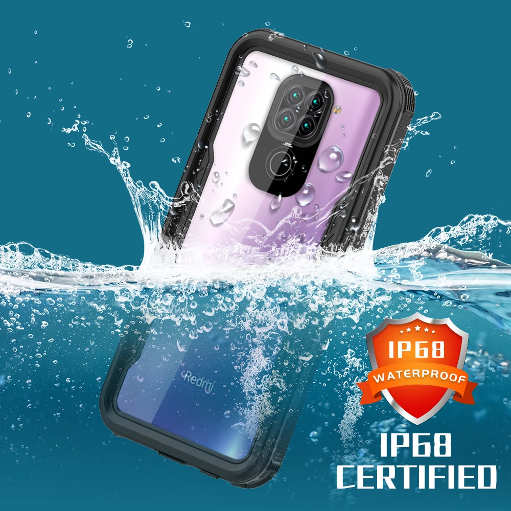 Водонепроницаемый чехол для xiaomi redmi note 9 ударопрочный пылезащитный дайвинга с