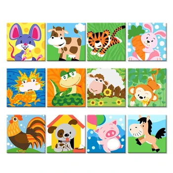 

Frame Animals DIY Painting By Numbers Kit Kids Image Paint By Numbers Hand Painted Unique Gift For Children Arts 20x20cm