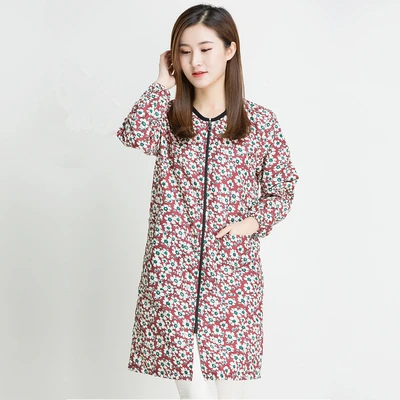 Зимняя корейская мода Водонепроницаемый Фартук с длинным рукавом пуховик для взрослых женщин Рабочая одежда милая кухня - Цвет: 8