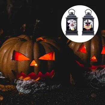 

2pcs Lamp Hand-hled Simulated Witch Scary Resin Candle Lamp Lantern for House Bedroom Halloween